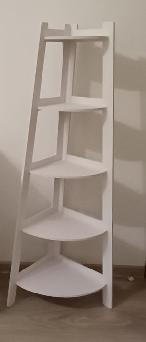 Biblioteca de colt, 5 rafturi, Alb, 106 cm