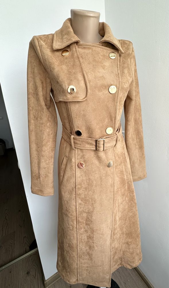 Trench imitatie piele intoarsa de primavara