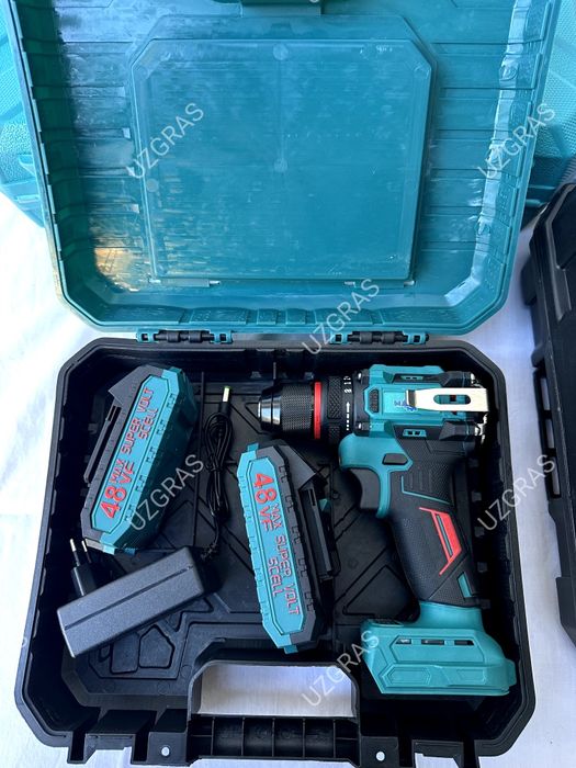 4в1 комплект вместе перфоратор + шруповерт + лазерный уровень болгарка
