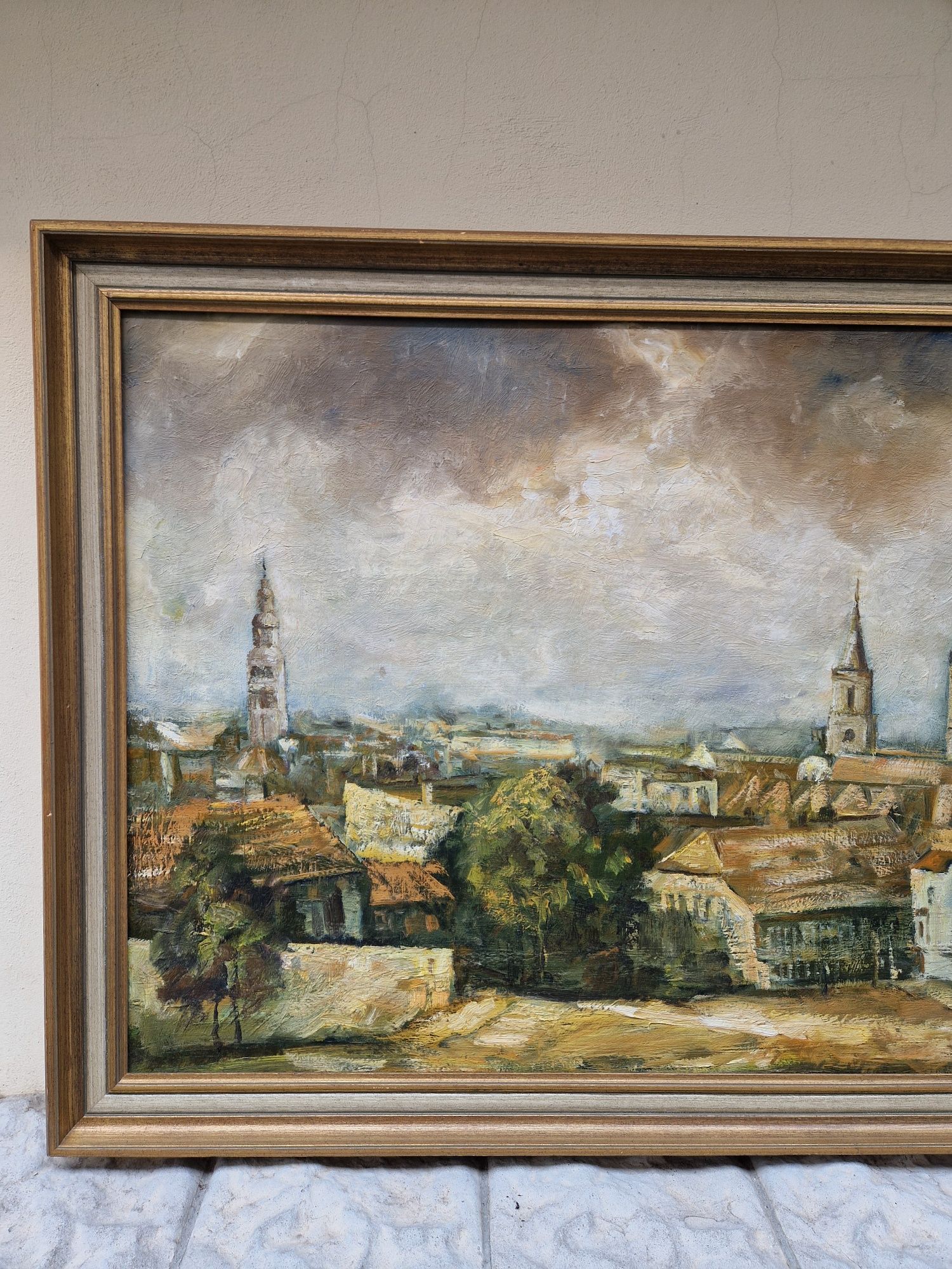 Прекрасна стара белгийска картина масло върху платно