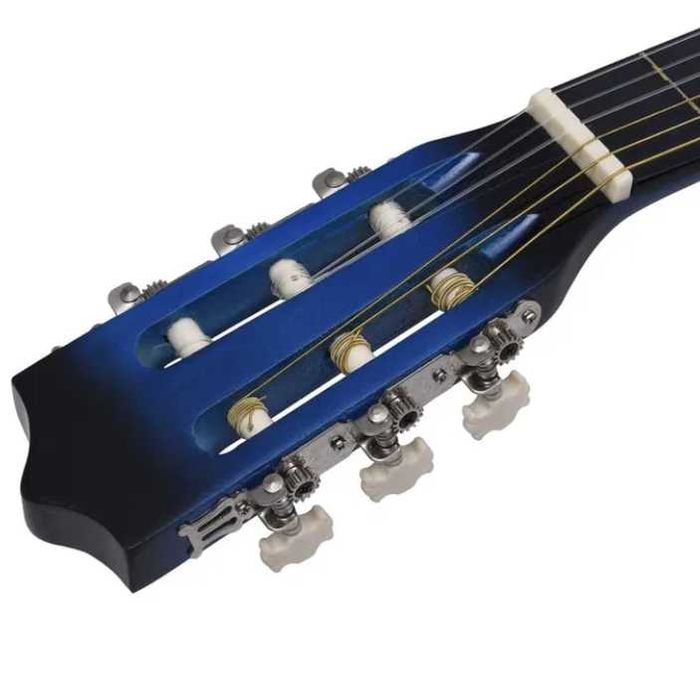 Chitara acustica din lemn 95 cm 4/4 albastru negru natur roz alb