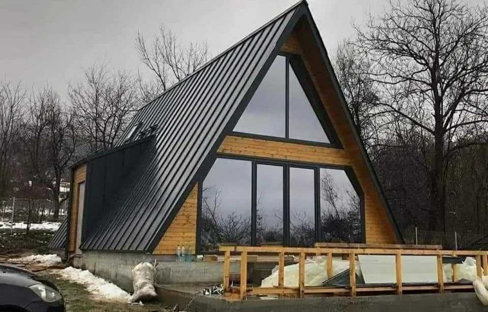 Casa structura lemn cabana tip A Frame 33mp