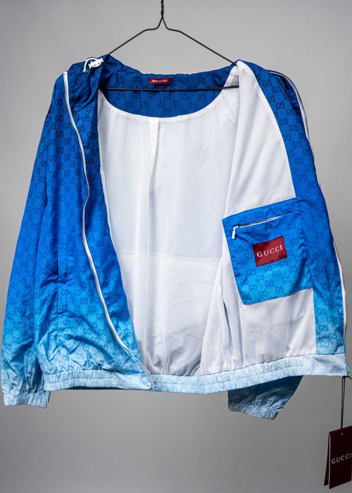 Яке Gucci Printed Technical Poplin Zip Jacket – Gradient Blue