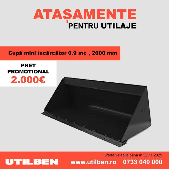 Cupa mini incarcator frontal 0.9 mc , 2000 mm
