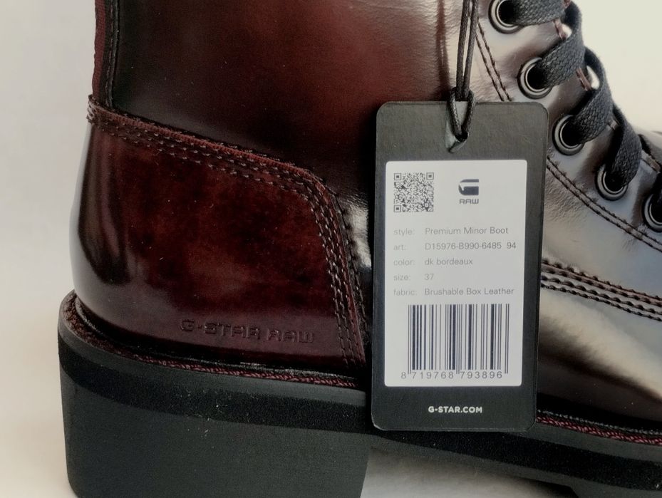 Нови с Етикет и Кутия G-star Raw Дамски Боти Кубинки Естествена Кожа