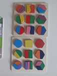 Set de jucarii educationale din lemn, blocuri geometrice, 15x15x0.5cm