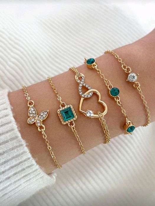 ZEYA Елегантни златисти гривни с кристали  Различни модели 5 бр.