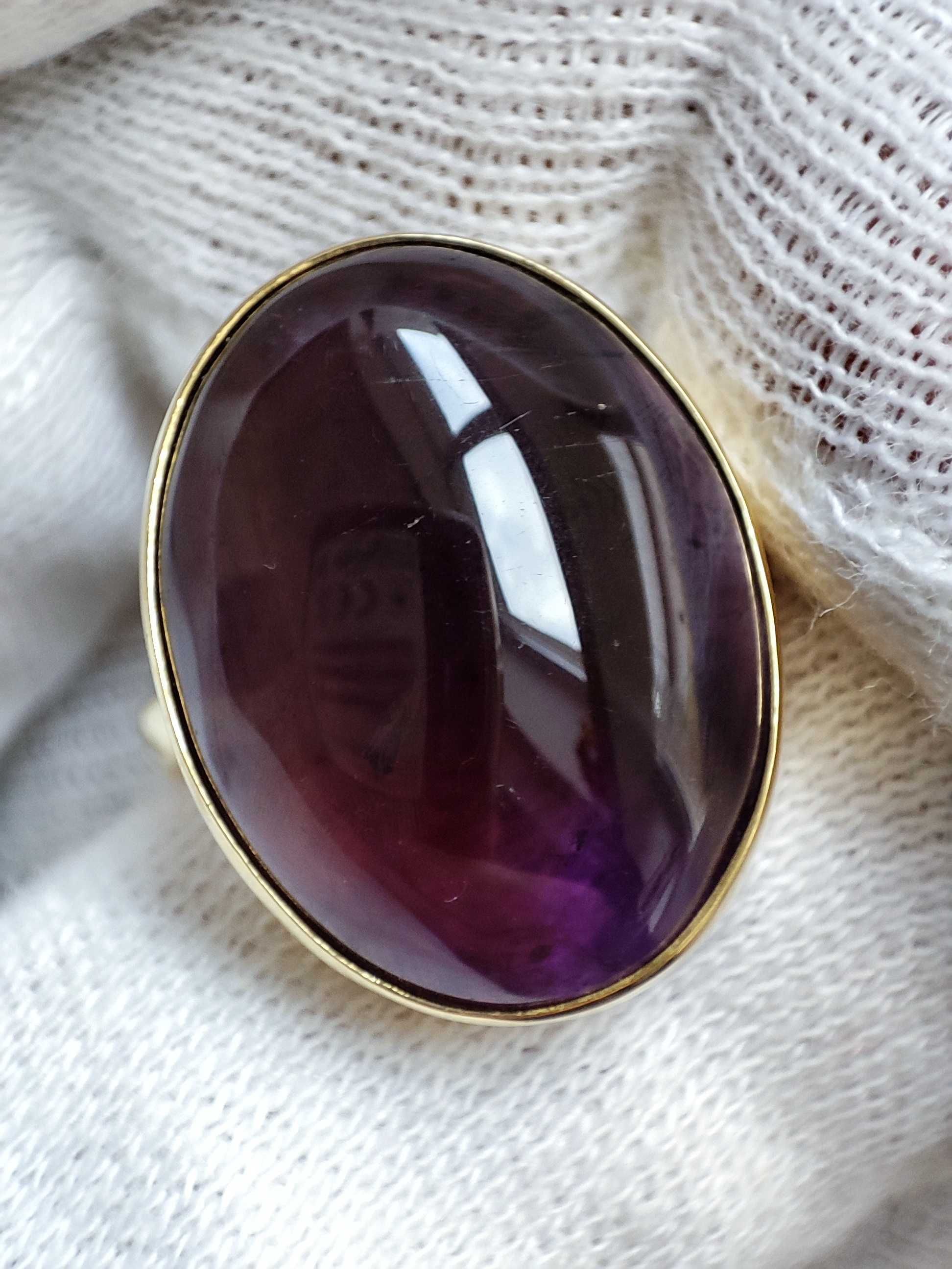 Inel Aur 18K Cu Ametist Amethyst Cabochon Unicat
