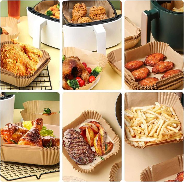 Set 50 hartie de copt pentru friteuza cu aer cald antiaderenta 16x16cm