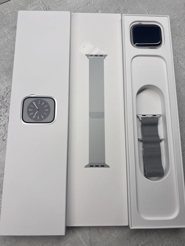 Apple watch 8, 45MM, stainless steel, gps+cellular, silver