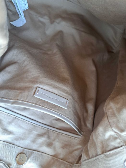 дамска чанта ZARA,бежова велурена торба-естествена кожа