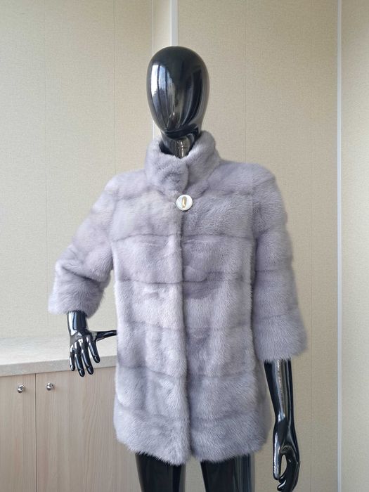 Haină blană nurcă , Naturala, culoare safir 4in1