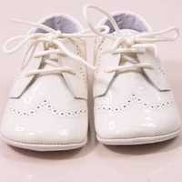 Pantofi lac din piele naturala, albi, Anne Bebe, baietel