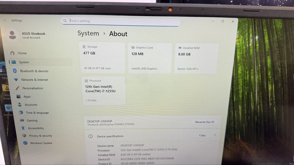 Asus x15040z I7 gen 12 ,8gb ram , 512gb ssd nvm