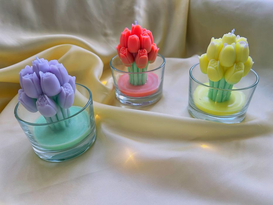 Подарък Соева свещ/ букет