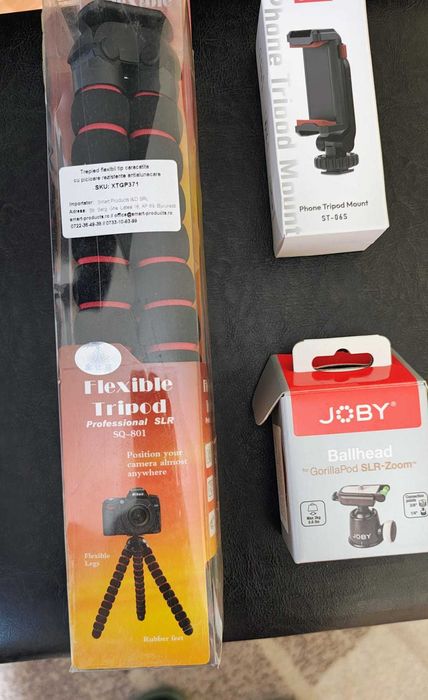 Set trepied flexibil, cap bila JOBY 3D, si suport Ulanzi telefon