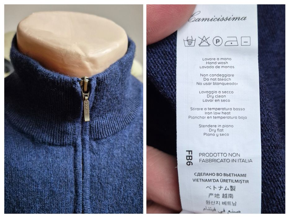 Pulover premium Camicissima, Half-Zip, Cu cașmir, Made in Italy - L
