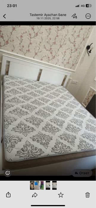 Срочно продается б/у спальная кровать с матрасом