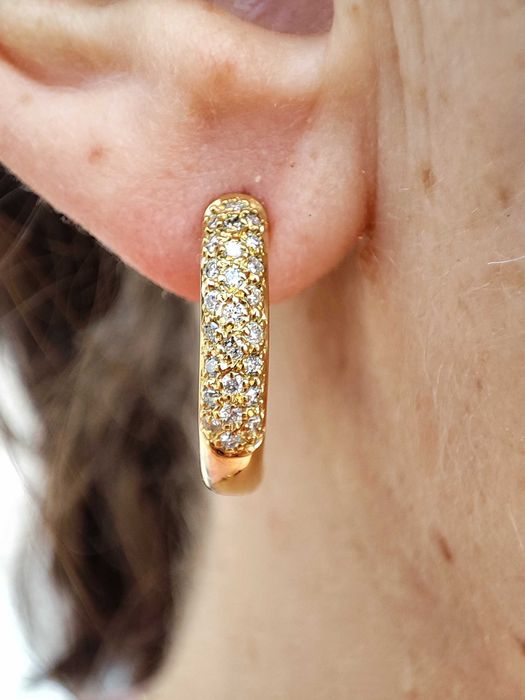 Cercei Aur 14K Cu Diamante Brilliante Catusa Creole Roate Unicat