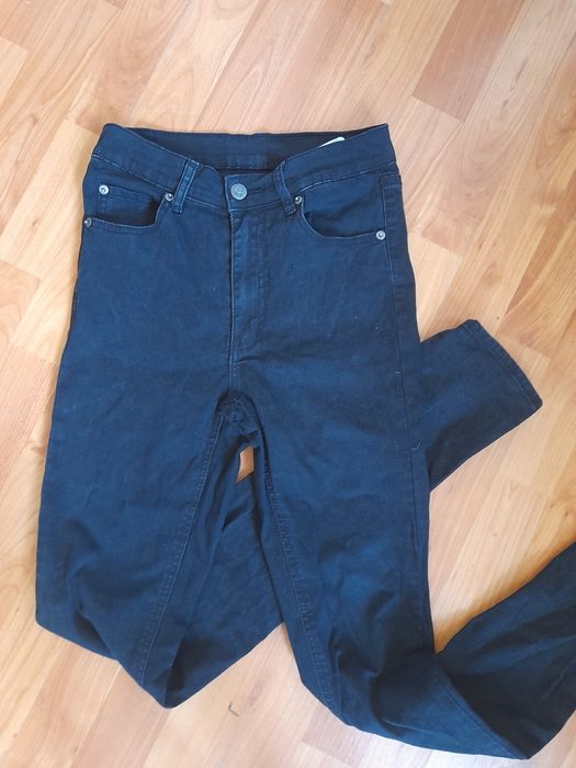 Черни дънки с висока талия, размер Хс