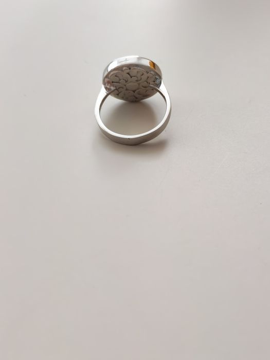 Inel Platină Handmade cu Email Albastru -Nou