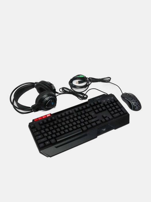 Игровой набор AULA T650 4в1 -клавиатура, мышь, коврик, наушникиRUS/ENG