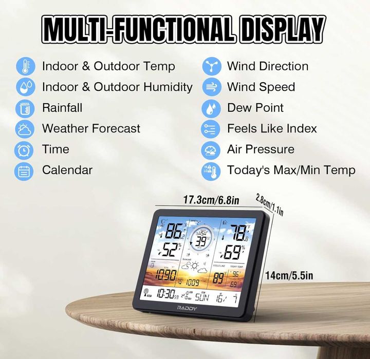 Statie meteo cu senzor exterior wireless Raddy AG7 profesional