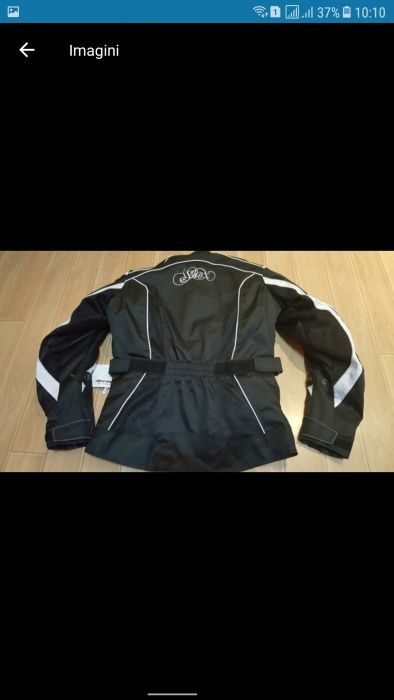 Geaca motto cu aparatori shox alb cu negru