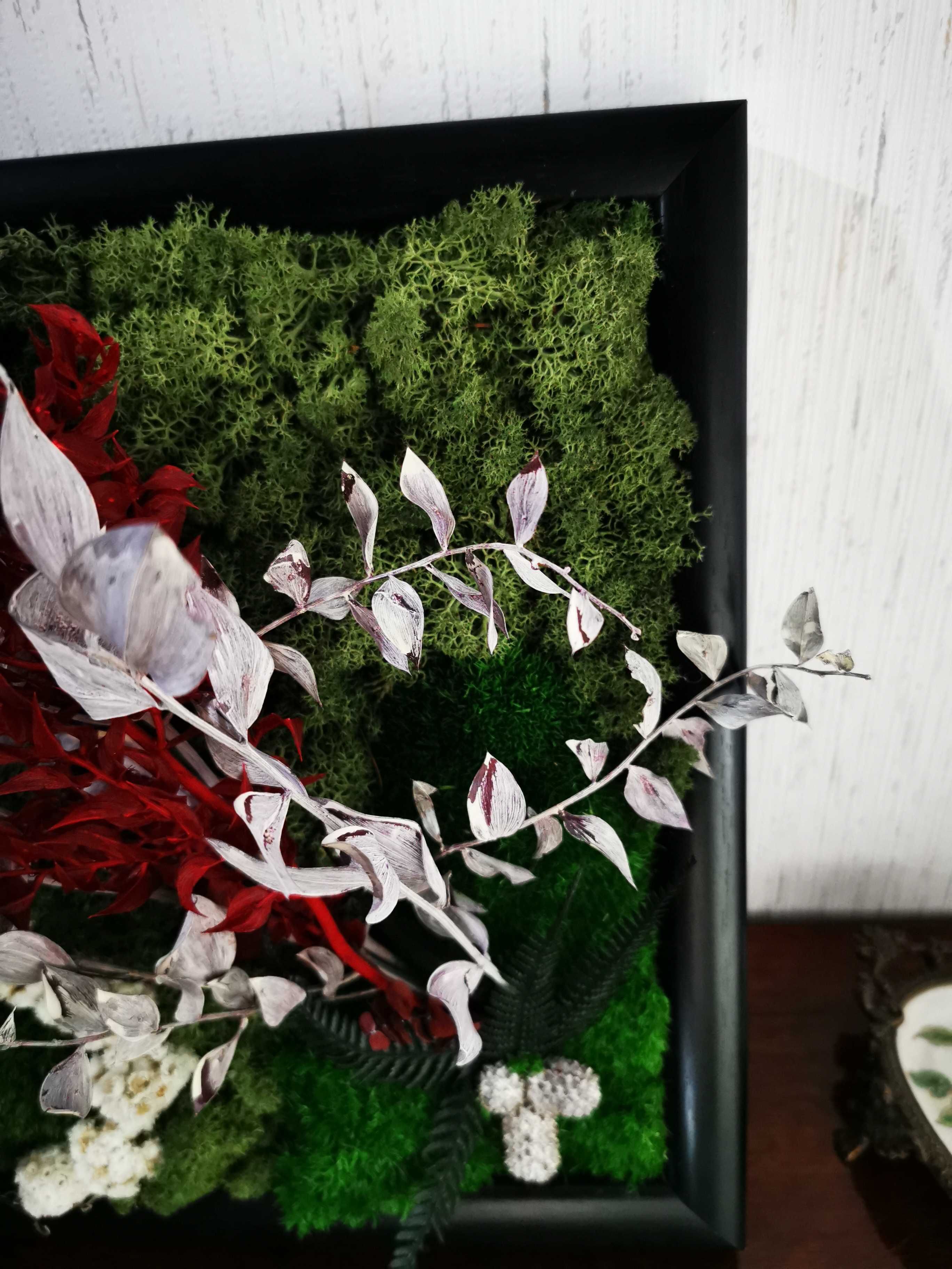 Tablou Unicat din Licheni si Plante Stabilizate, Handmade, 30x30 cm