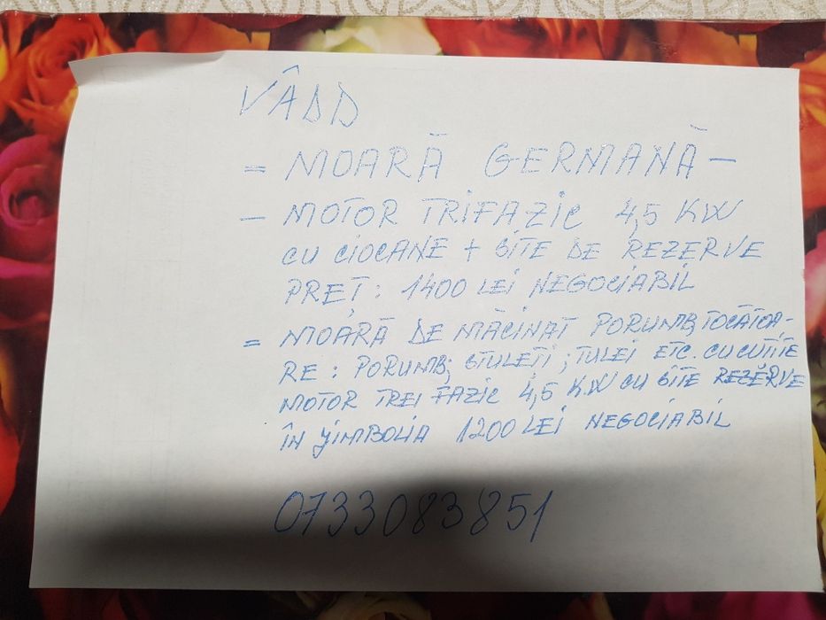 Vand moară macinat porumb