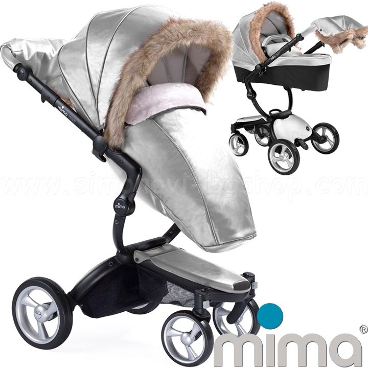 Mima Комбинирана количка 2в1 Xari – Argentо + кошница за новородено!