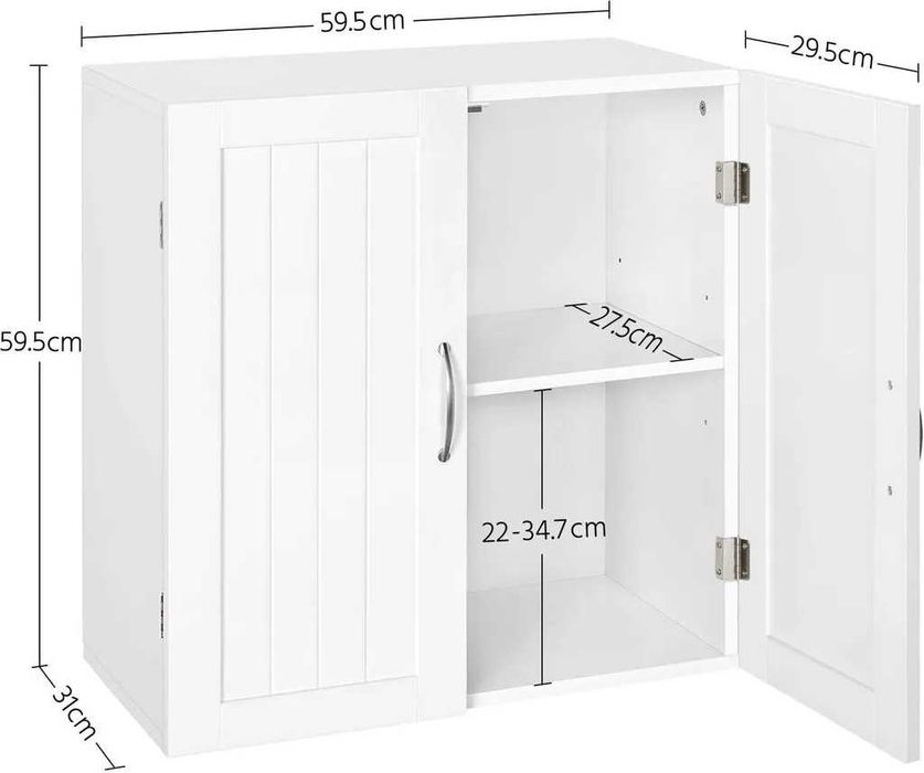 Dulap suspendat MDF, 2 niveluri, usa dubla, alb |R 592548 White