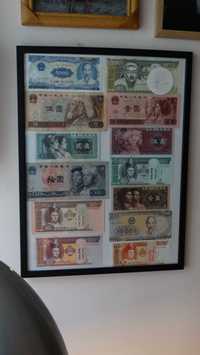 Картина пано азиатски банкноти Китай, Виетнам, Монголия