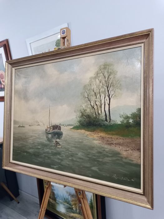 Маслена Картина "Пейзаж с Лодка" – Regeuhär '86