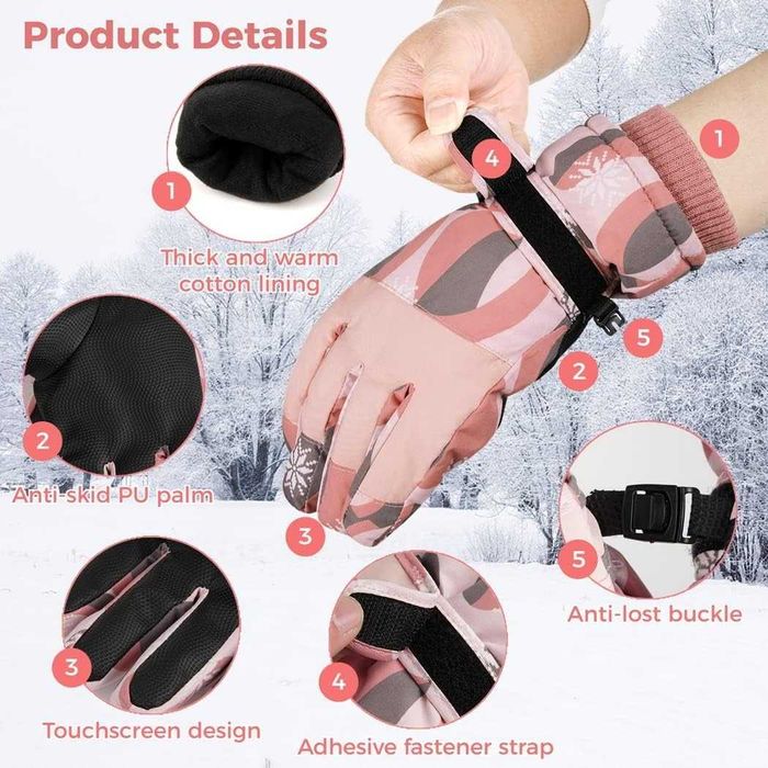 Set manusi si sosete Ski, Touchscreen, Dama, Roz, S/M, NOU