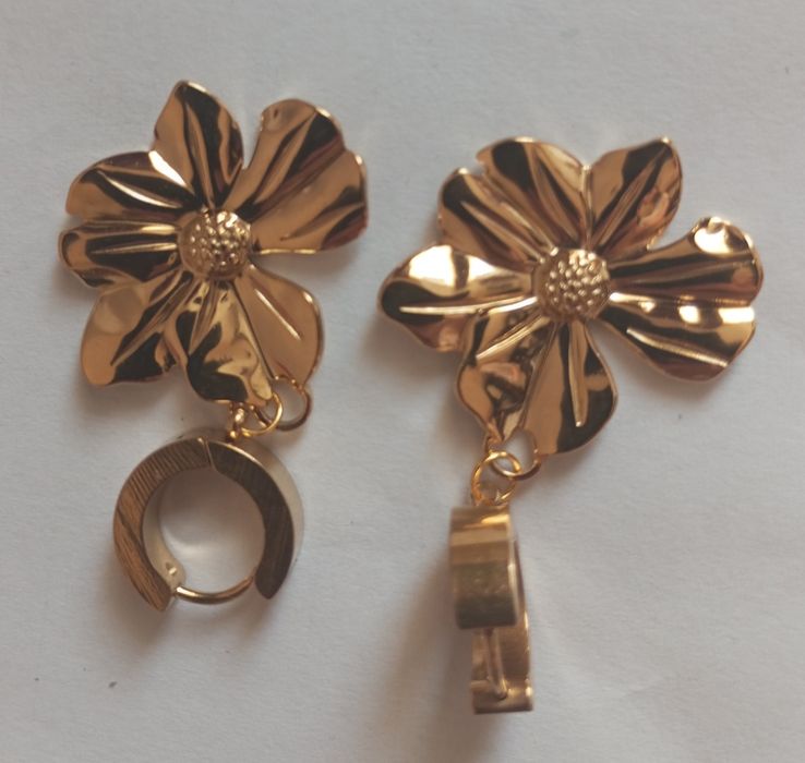Set cercei și colier placate cu aur de 18k
