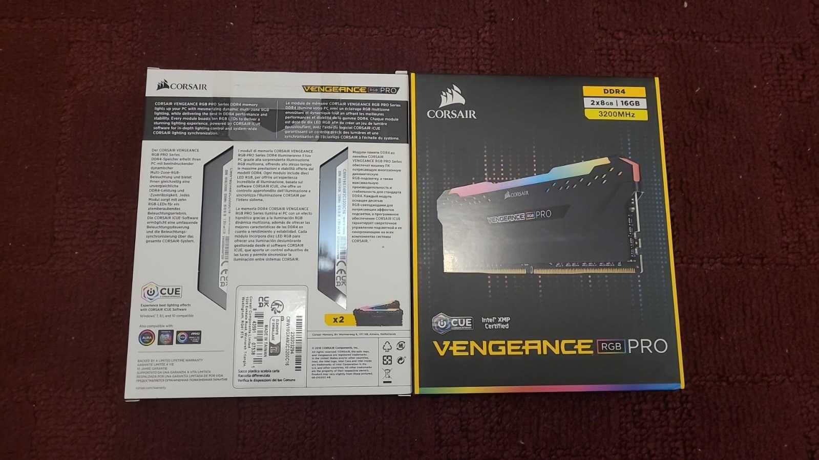 memorie Corsair Vengeance RGB PRO 16GB DDR4 3200MHz CL16, sigilate