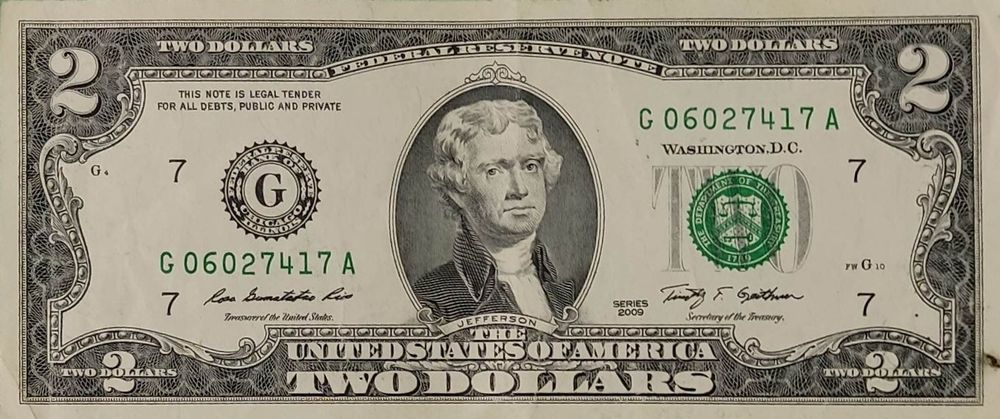 Срочно продам 2$ одной банкнотой