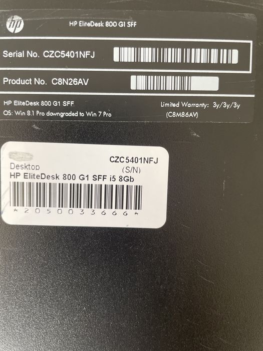 Calculatore PC I5  HP gen 4  ,8 gb ram hard 500 gb