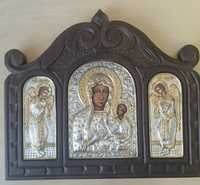 Икона Богородица, Архангел Гавриил, Михаил. Афон.Серебро 925