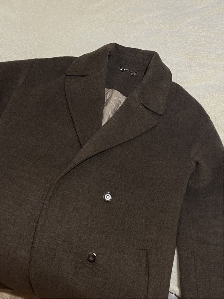 Пальто коричневое из кашемира и шерсти