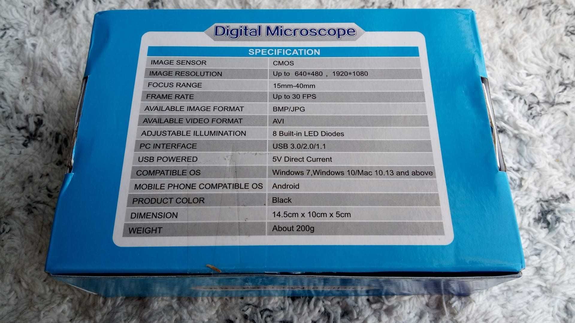 Microscop USB digital (1000X) 1600X iluminare 8 LED nou, la cutie !