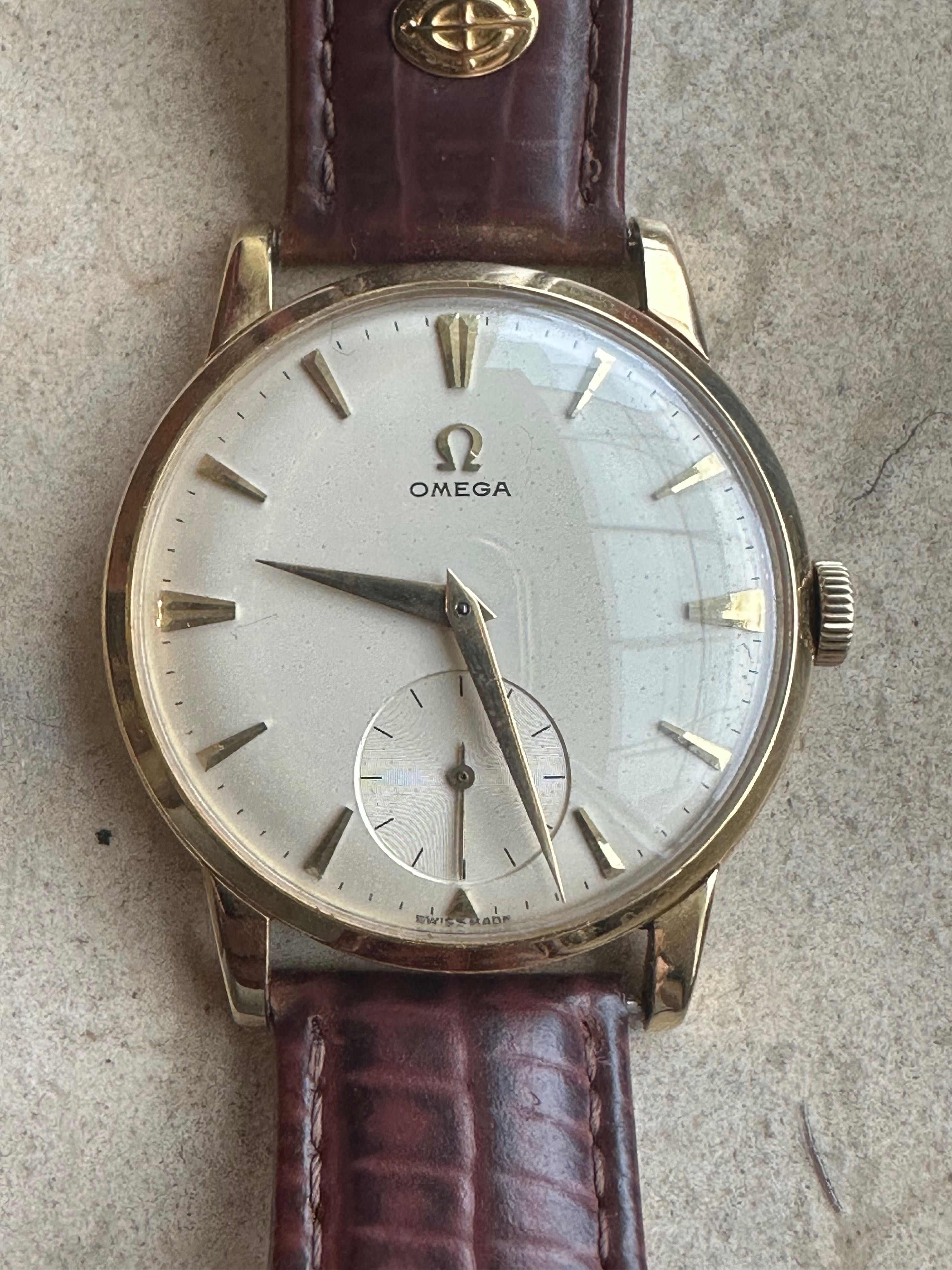 Оригинален, златен 18к мъжки, унисекс, часовник Omega