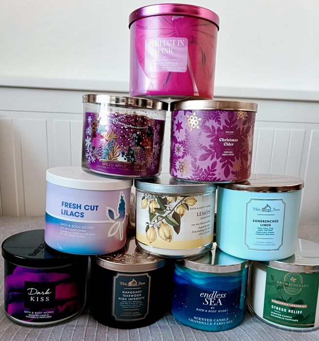 Lumânări parfumate Bath and Body Works mari (420 gr.), cu 3 fitiluri
