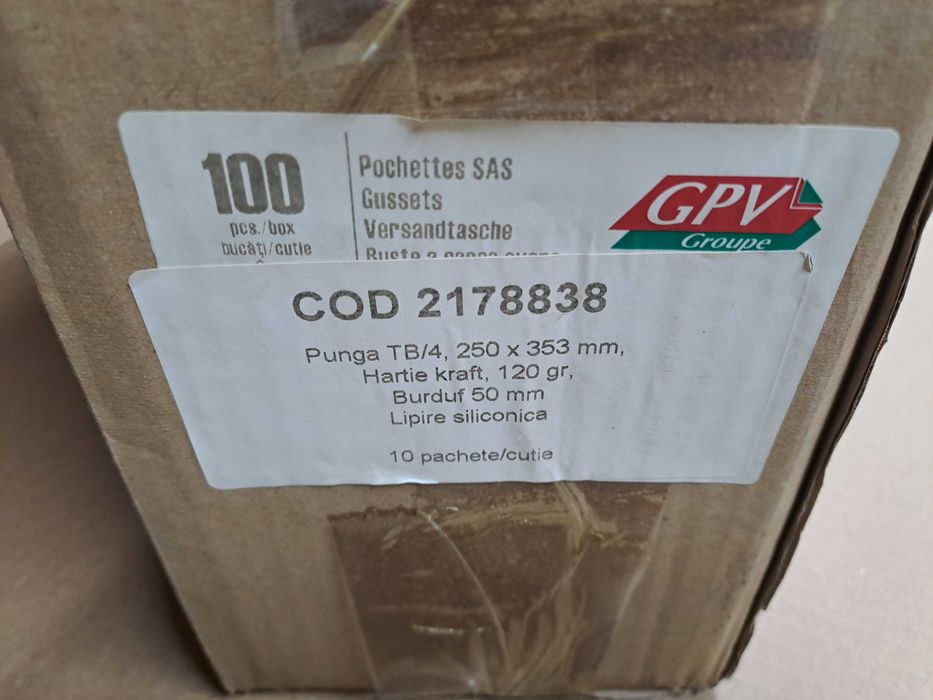 Plic cu burduf TB/4 siliconic kraft 250 x 353 x 50 mm