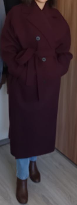 Дамско палто - бордо - 38 - овърсайз