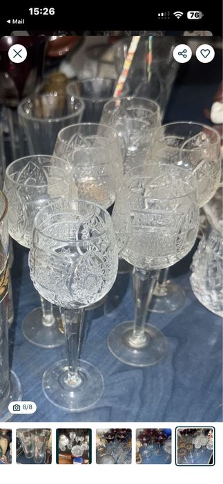 Pahare cristal coniac , gros, cu picior inalt , set 6