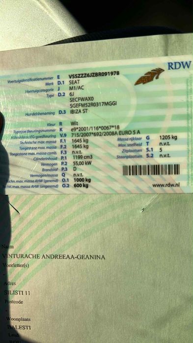 Seat ibiza adusă din olanda nu am scos numere rosi anul 2010 a12