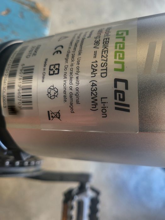 Baterie greencell 36v 12ah 432Wh down tube