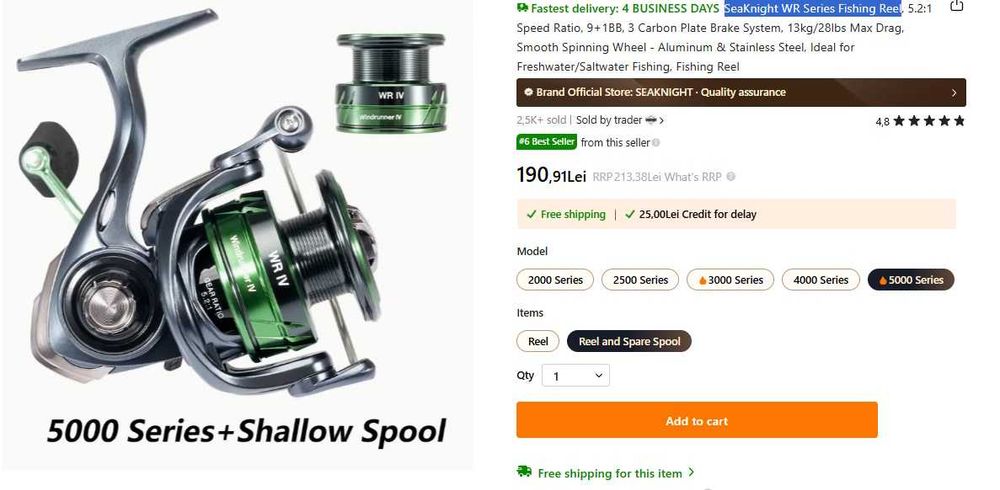 Mulineta pescuit SeaKnight WR 5000